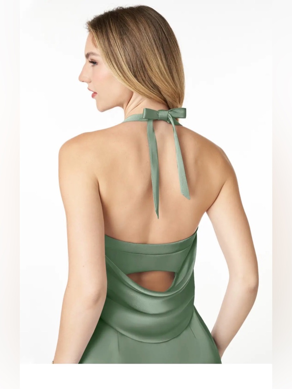 NWT Azazie Milo Bridesmaid Pistachio Satin Dress , XS /0 - Picture 5 of 13